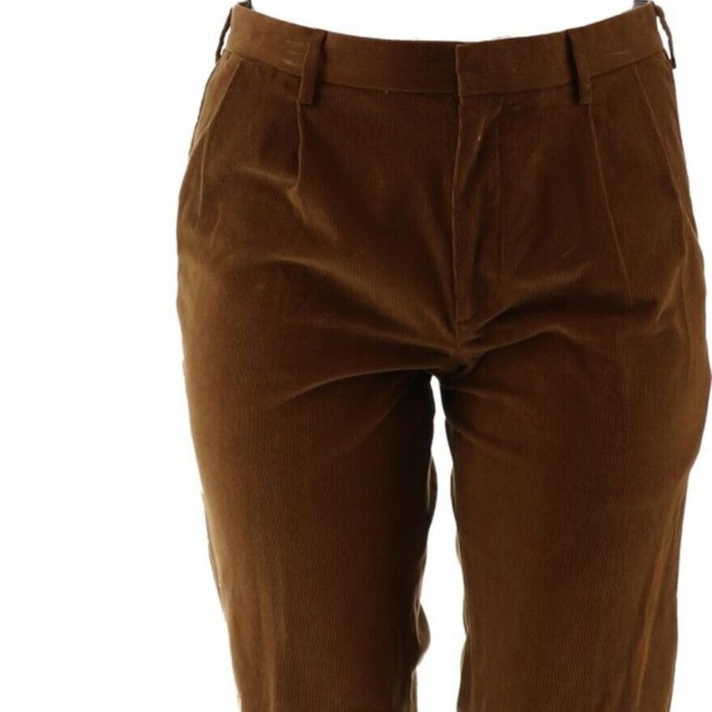 NWT LANDS' END CORDUROY TRADITIONAL PLEATED PANTS BROWN UMBER 42